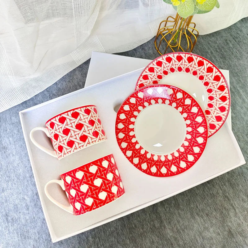 DecorBites™ Bone China Coffee and Tea Cup Set with Saucer, Teaware, Dessert Dish