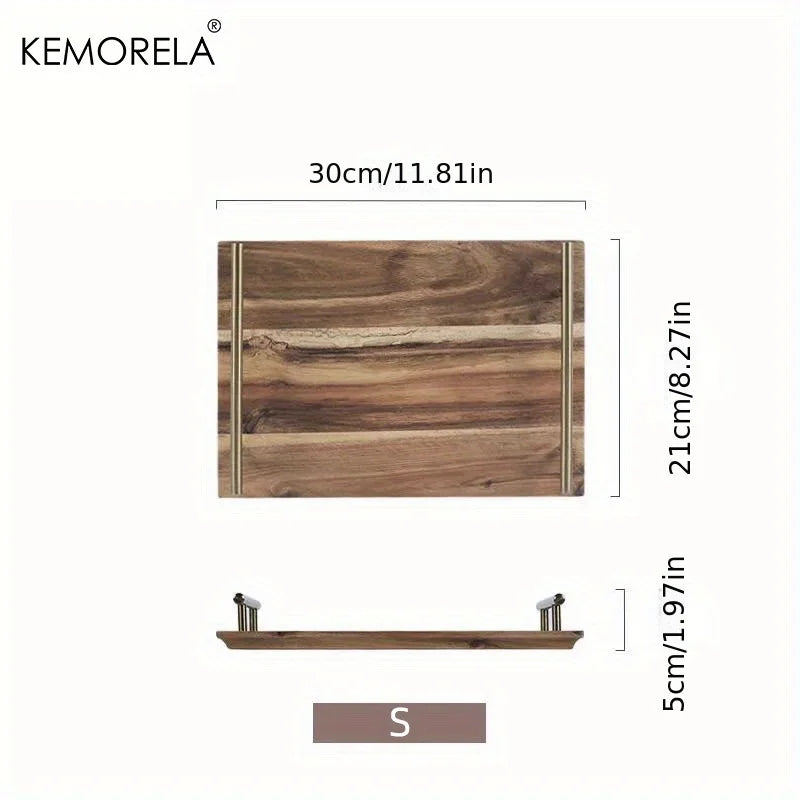 DecorBites™ Lovesickness Wooden Serving Tray with Metal Handle | Elegant Fruit and Sushi Dish