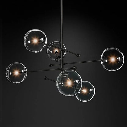 DecorBites™ Black Gold Glass LED Chandelier for Living Room Bedroom Restaurant