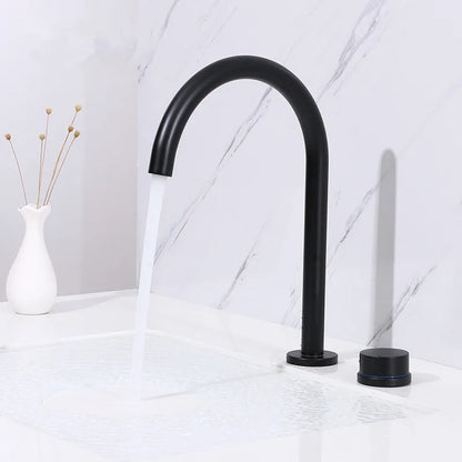 DecorBites™ Brushed Gold Widespread Basin Faucet - Two Hole Bathroom Sink Tap