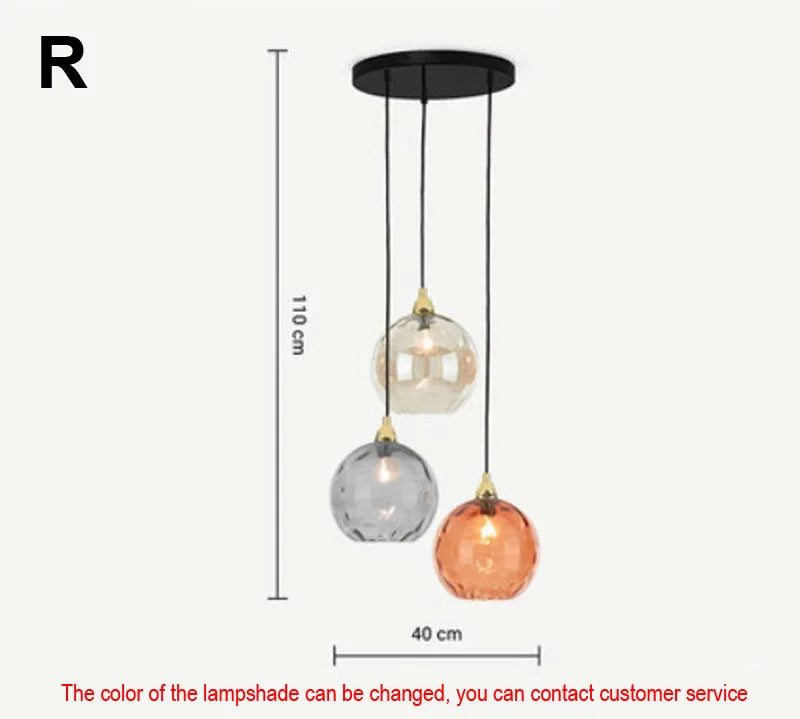 DecorBites™ Glass Ball Lustre Pendant Lights - Modern Nordic Design for Kitchen, Bedroom, or Restaurant