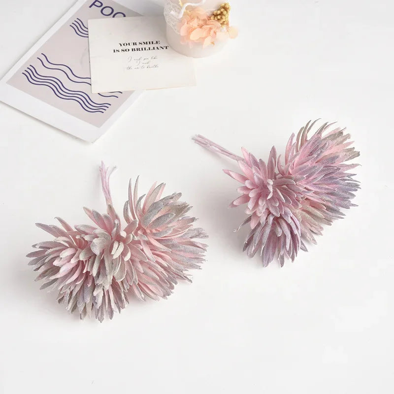 DecorBites™ 6pc 12cm Silk Mini Handmade Bouquet Wedding Home Decoration Fake Flowers