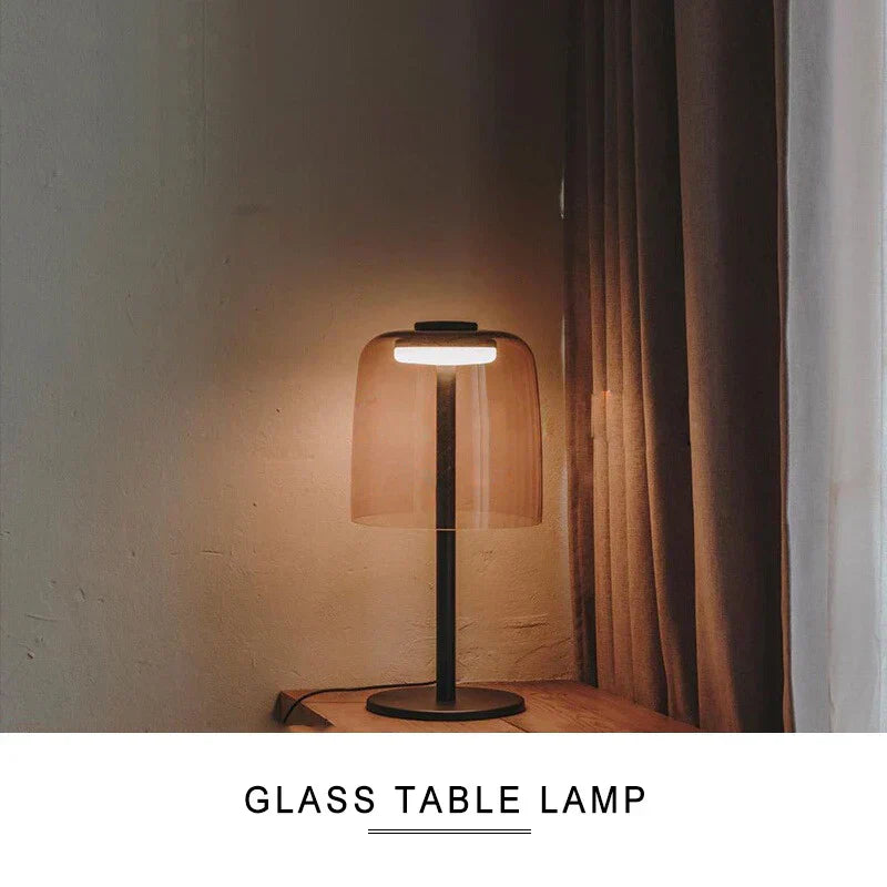 DecorBites™ Green Glass Table Lamp - Unique Handmade Decorative Desk Light with LED Bulb