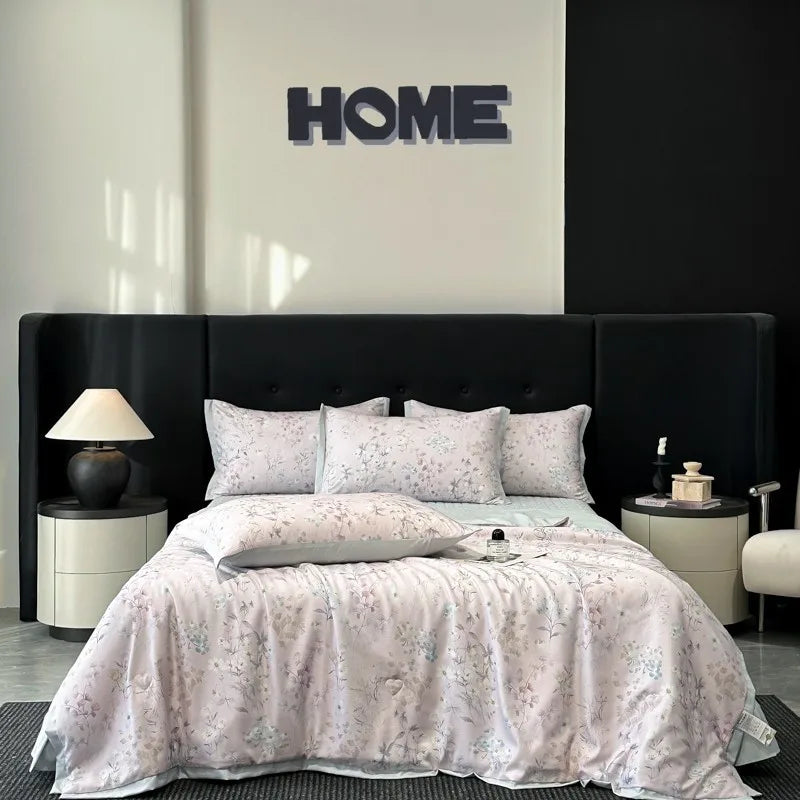 DecorBites™ Cool Silk Summer Quilt Set with Sheets & Pillowcases