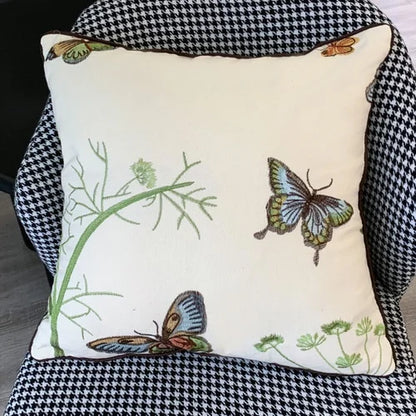 DecorBites™ Butterfly & Dragonfly Sofa Cushion Cover, European Embroidered Design