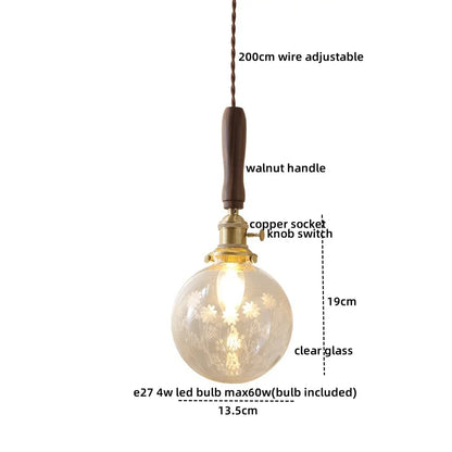 DecorBites™ LED Walnut Copper Pendant Light with Knob Switch - Modern Style Lighting Fixtures