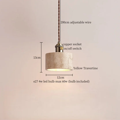 DecorBites™ LED Pendant Light Yellow Travertine Modern Hanging Lampara