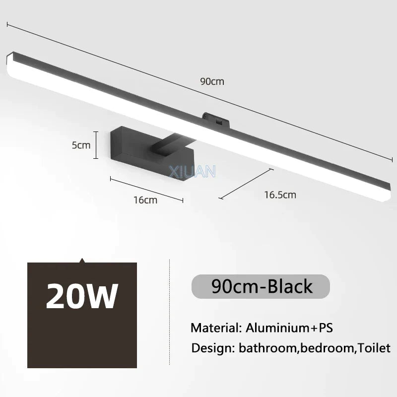 DecorBites™ LED Bathroom Vanity Light Gold Silver Black 40-90cm 220V