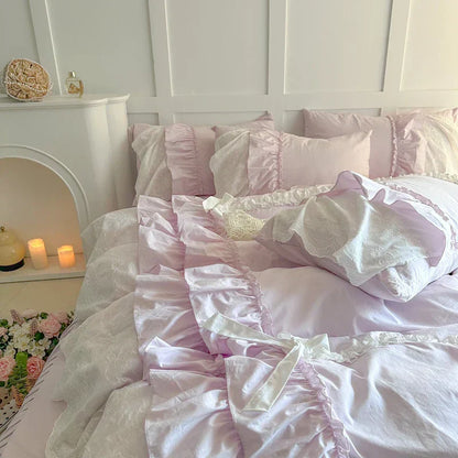 DecorBites™ Korean Lace Ruffles Cotton Bedding Set - Sweet Girl Design