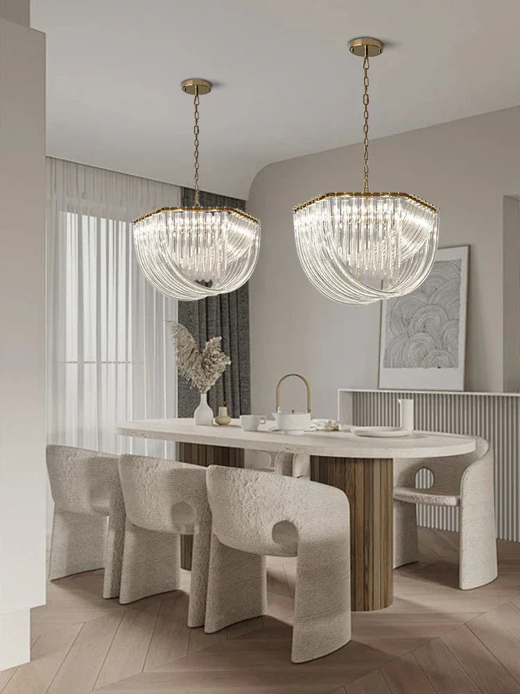 DecorBites™ Black Gold Crystal Glass Ceiling Pendant Lights, Luxury Nordic Dining Table Lighting Lamps
