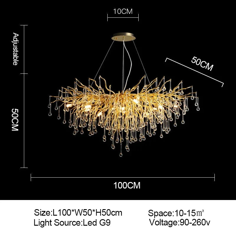 ™ Gold Crystal Ceiling Chandelier for Elegant Home Lighting