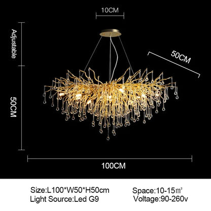 ™ Gold Crystal Ceiling Chandelier for Elegant Home Lighting