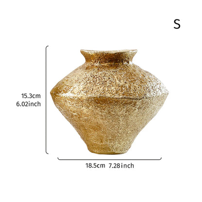 DecorBites™ Golden Vase Resin Handicraft Flower Arrangement Home Decor Bouquet Accent