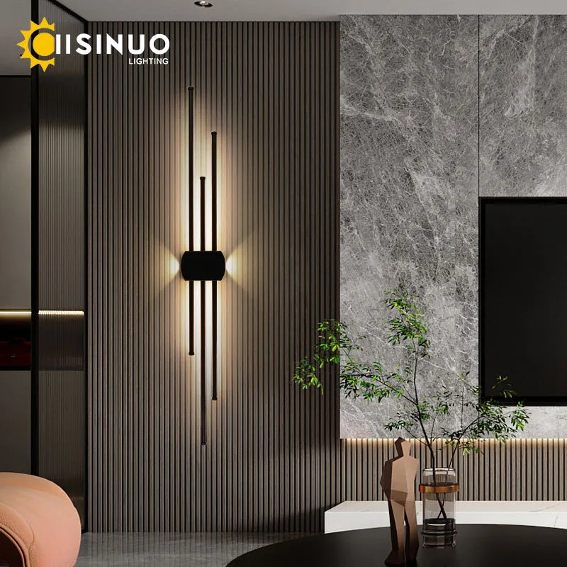 DecorBites™ Black Iron LED Wall Lamp for Living Room, Bedside, TV Background - 110v 240v