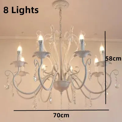 DecorBites™ Black White Metal Chandelier with Crystal Pendants for Elegant Home Lighting