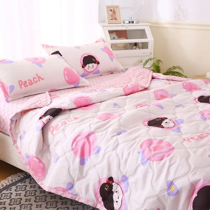 DecorBites™ Bear Quilt & Pillowcase Set - Soft & Breathable Summer Bedding