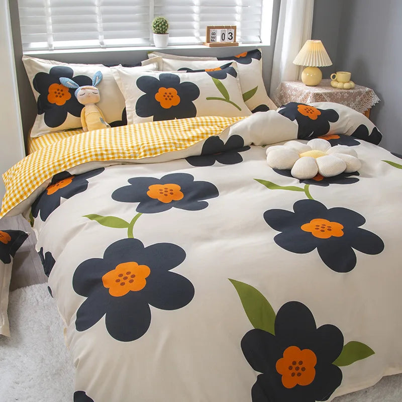 DecorBites™ Lattice Plant Geometric Pattern Bedding Set with Sheet Pillows