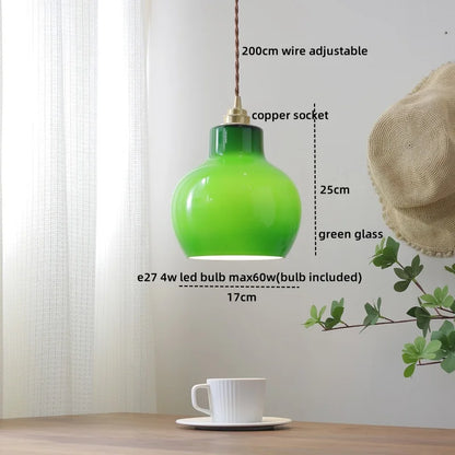 DecorBites™ Amber Glass LED Pendant Light - Nordic Modern Copper Suspension Luminaire for Home