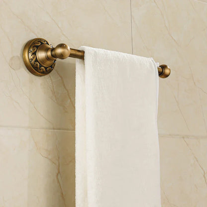 DecorBites™ Aluminium Wall Mounted Round Towel Holder in Antique Brass - Classic Bathroom Accessories