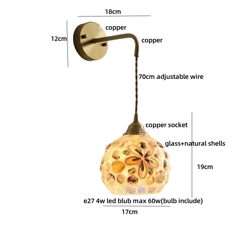 DecorBites™ Amber Glass LED Wall Lights Modern Plug In Adjustable Sconce for Home Décor