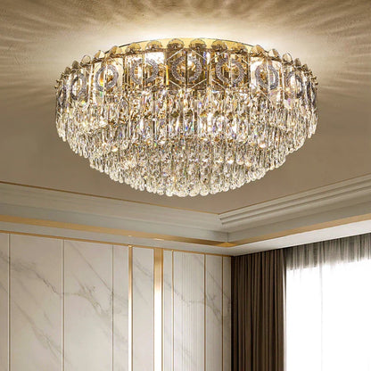 DecorBites™ Crystal Ceiling Lamp: Modern Simple Golden Round Light for Living Room, Bedroom, Study