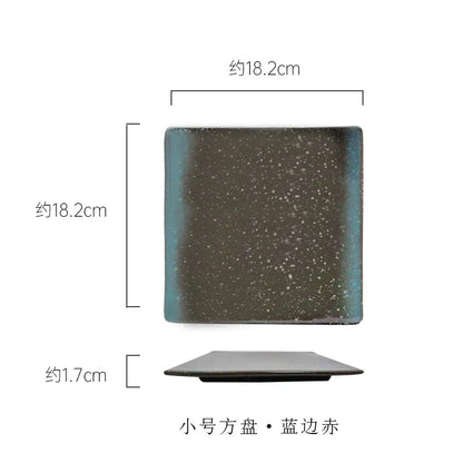 DecorBites™ Glazed Barbecue Wing Plate with Knife - Japanese Style Tray for Roast Wings and Fish