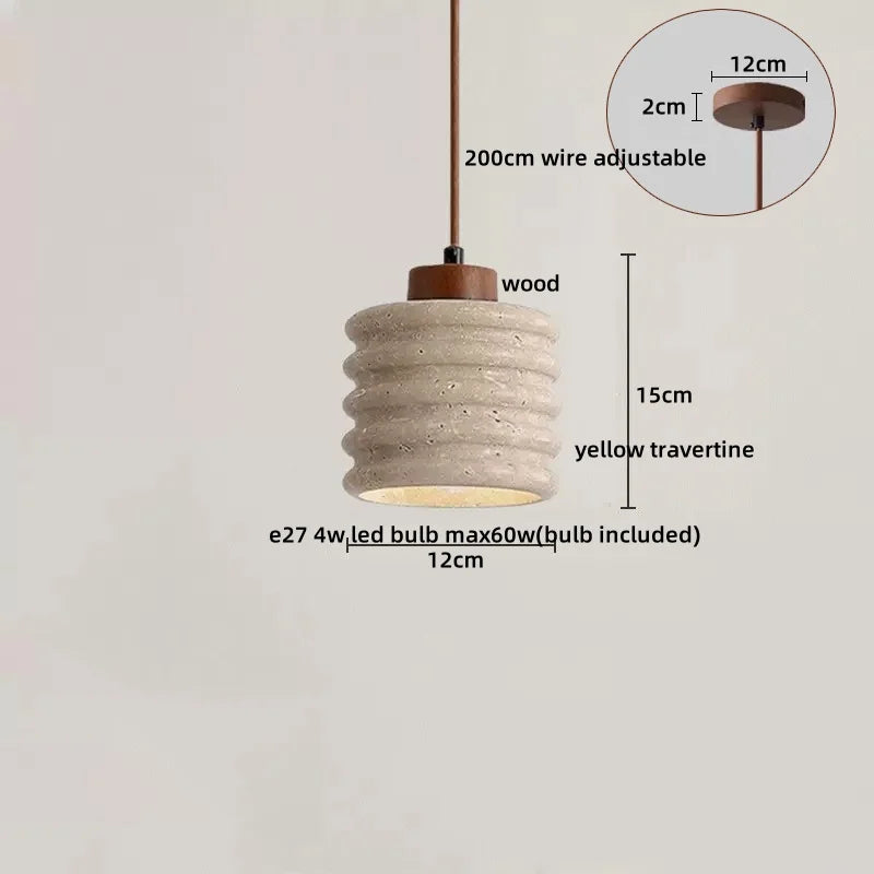 DecorBites™ LED Hanging Lamp: Yellow Travertine Japanese Style Pendant Light for Home Decoration