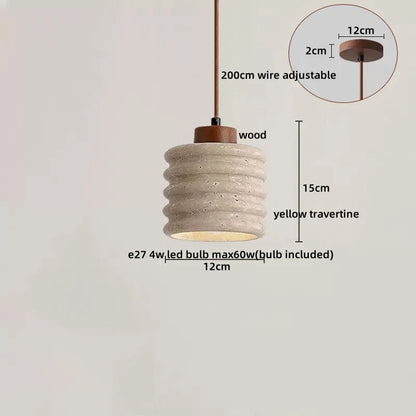 DecorBites™ LED Hanging Lamp: Yellow Travertine Japanese Style Pendant Light for Home Decoration