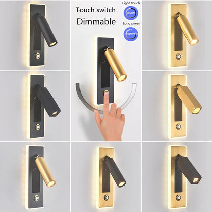 DecorBites™ Dimmable LED Wall Sconce Rotation Reading Light for Bedroom Living Room