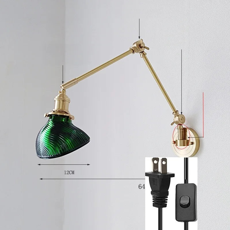 DecorBites™ Ceramic Copper LED Wall Lamp with Adjustable Long Arm Swing