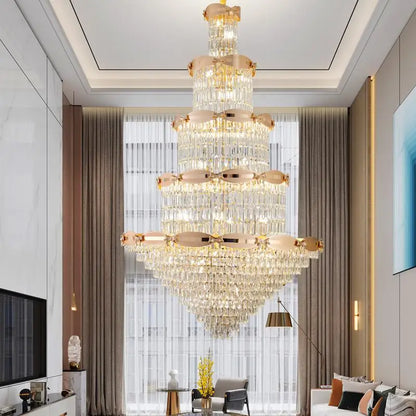 DecorBites™ Grand Hall Crystal Chandelier Spiral Staircase Post-Modern Light Luxury Lighting