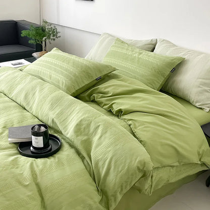 DecorBites™ Cotton Jacquard Bedding Set - Single Double Queen King Size Bedclothes