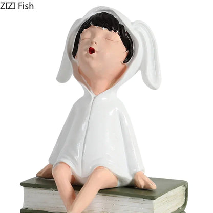DecorBites™ Girls and Books Resin Sculpture Figure for Modern Room Decor