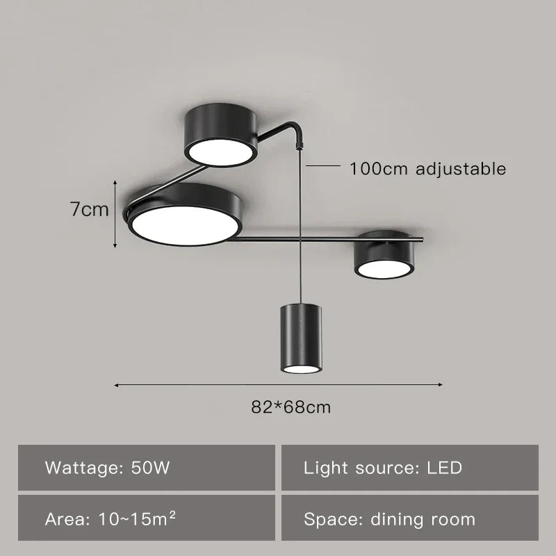 DecorBites™ Black LED Chandeliers for Living Dining Bedroom Hall Kitchen: Modern, Simple Indoor Lighting