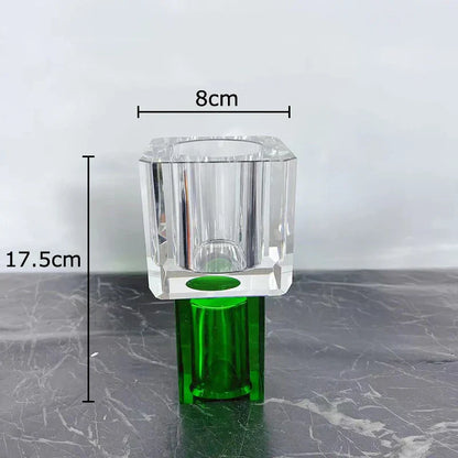 DecorBites™ Geometric Square Glass Vase Artificial Flowers Modern Floral Arrangement