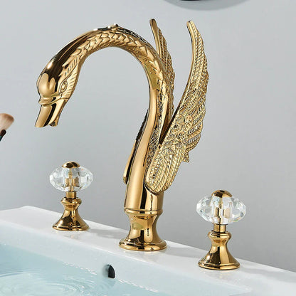 ™ Golden Swan Crystal Dual Handle Basin Tap