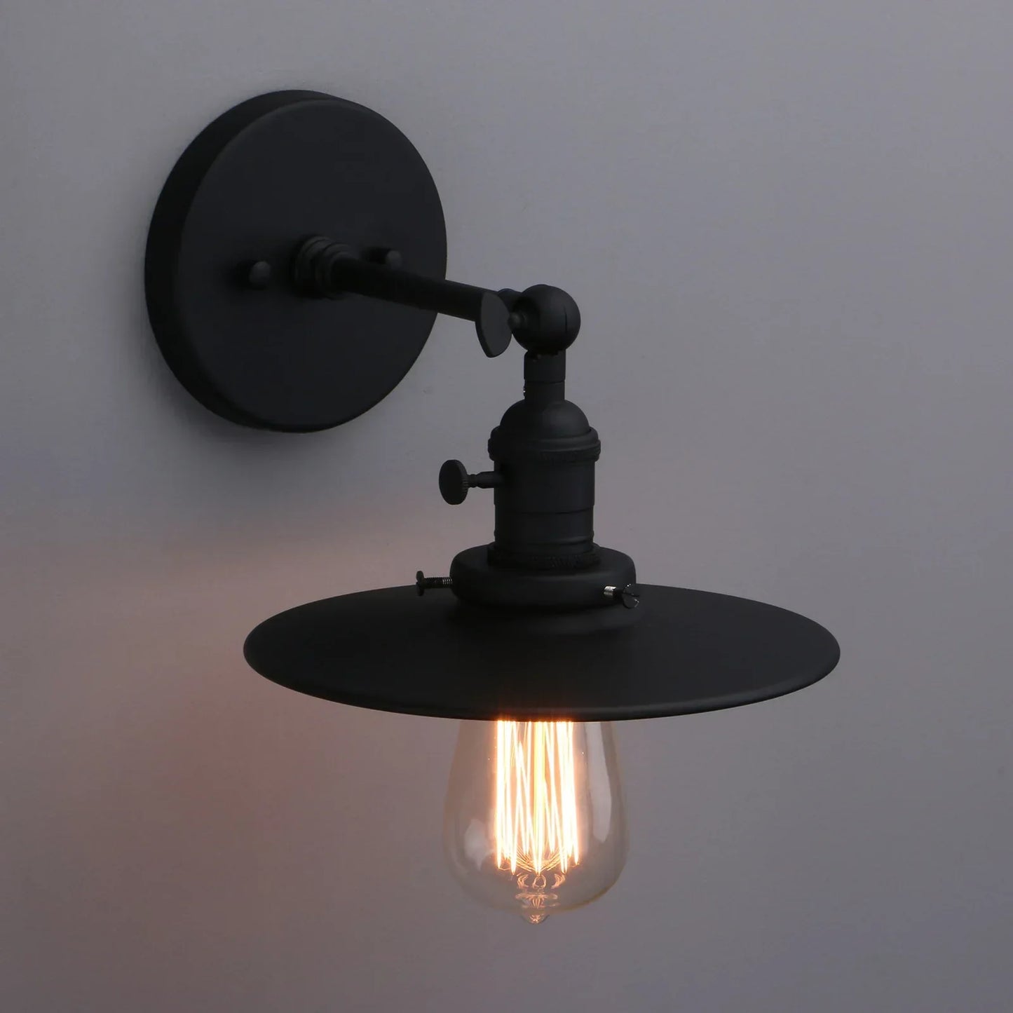 DecorBites™ Antique Finish 1-Light Industrial Wall Sconce with 7.87" Canopy and ON/Off Button