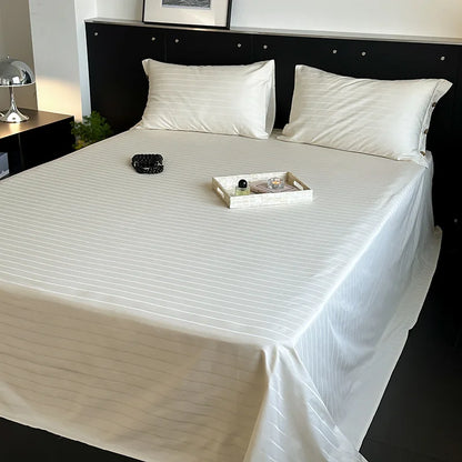 DecorBites™ Luxe Cotton Satin Stripe Bed Sheet Set with 2 Pillowcase