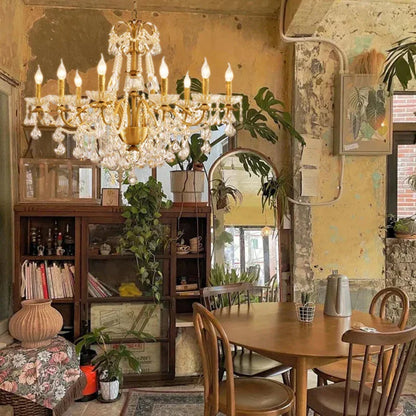 DecorBites™ Gold Brass Crystal Chandelier - Luxurious Candle Lights for Villa Living Room