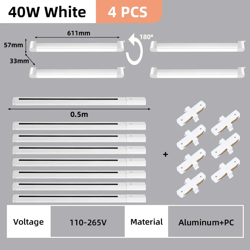 DecorBites™ LED Track Light Set: Rail Track Lamp, Floodlight, Chandelier for Home Decor.