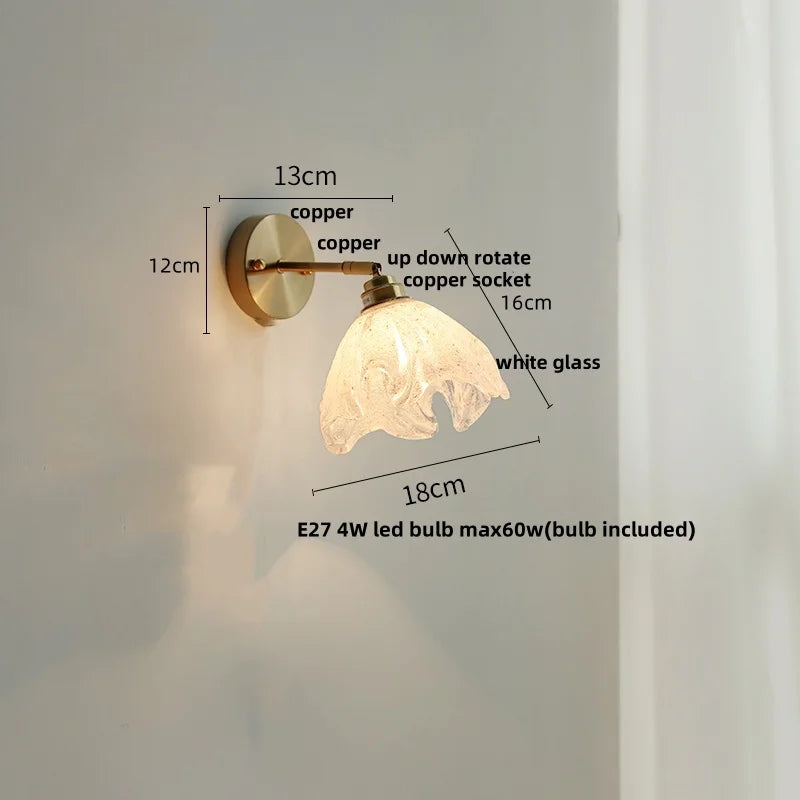 DecorBites™ Blue Glass Wall Sconce Pull Chain Switch Modern Stair Light
