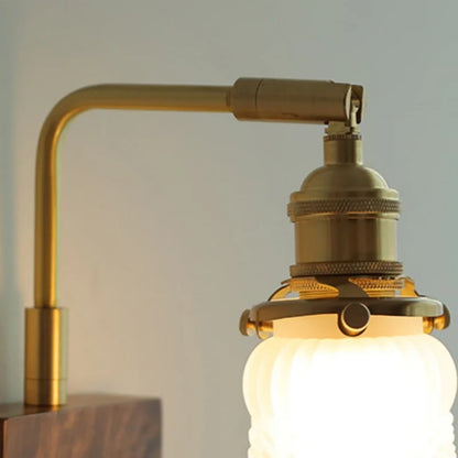 ™ LED Brass Walnut Wood Wall Sconce Rotate Glass Stair Light