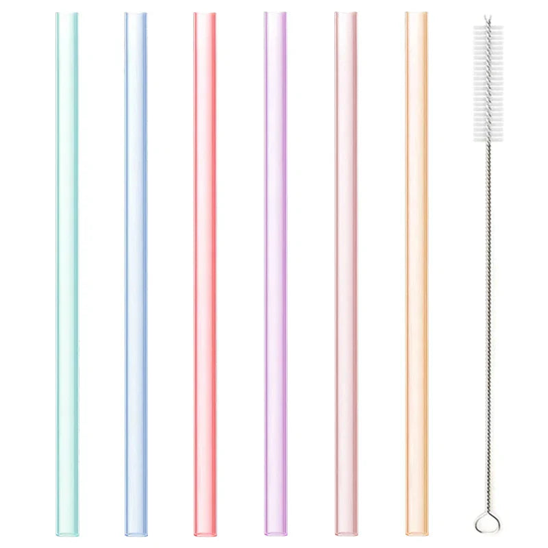 DecorBites™ 6-Piece Reusable Silicone Straws Set with Cleaning Brush - Eco-Friendly Party Accessories