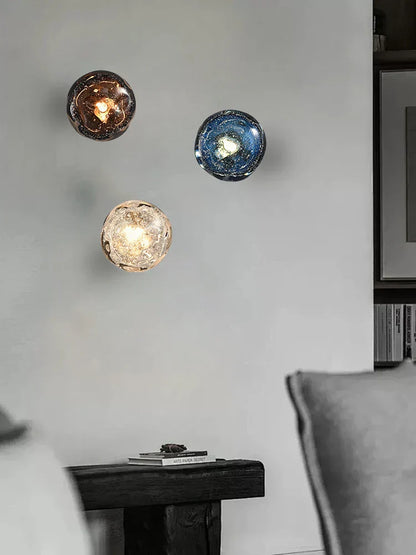DecorBites™ Blue Crystal Glass Wall Lamp Luxury Light Fixture Bedside Aisle Glass Lamp