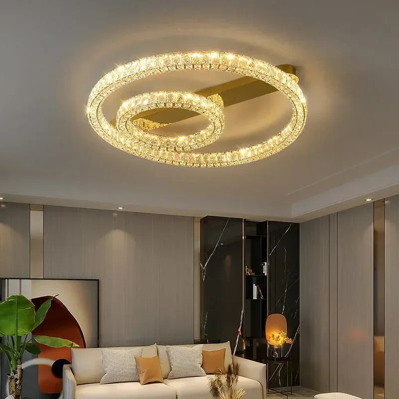 DecorBites™ Crystal Ceiling Lights: Modern Luxury Dimmable LED Chandelier for Living Room