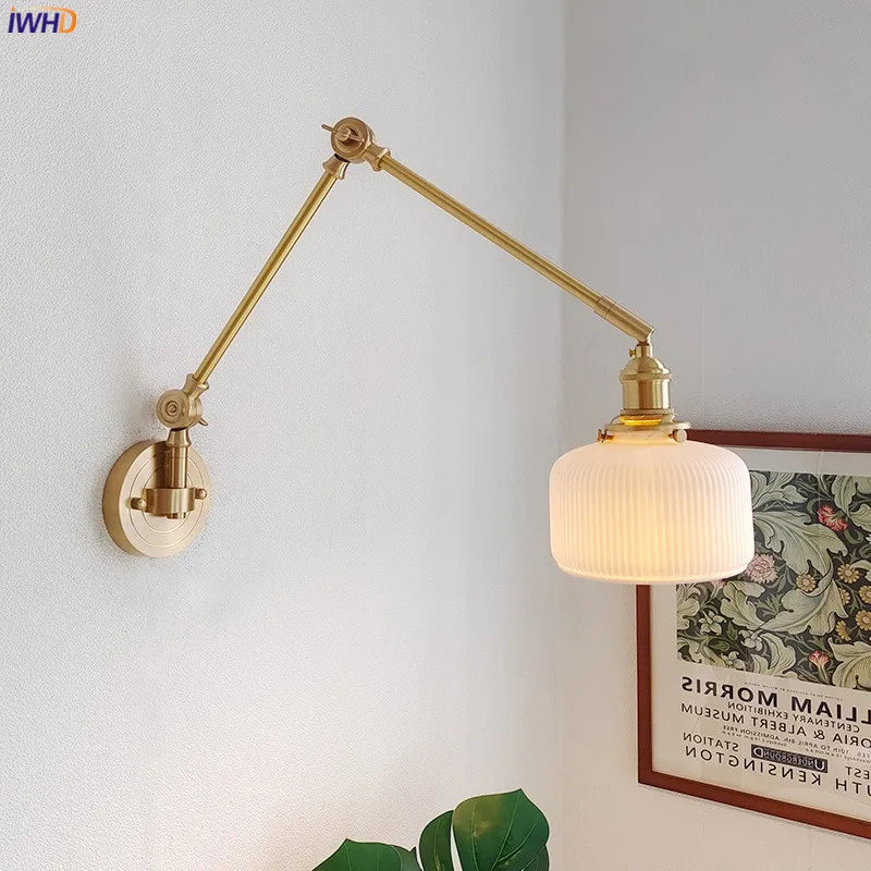 DecorBites™ Ceramic Copper LED Wall Lamp with Adjustable Long Arm Swing