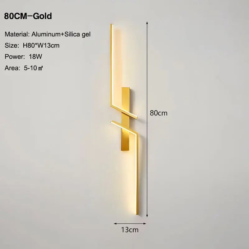 DecorBites™ Black Gold LED Wall Lights: Modern Wall Sconce for TV Background, Bedroom, Stairs