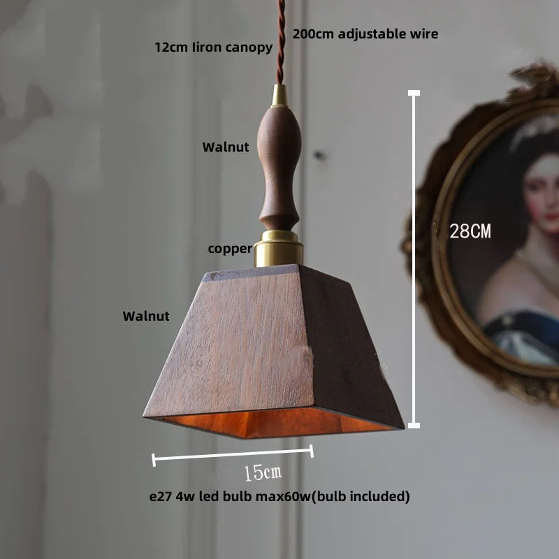 DecorBites™ LED Wood Pendant Light Fixture | Adjustable Hanging Lamp for Home Decor