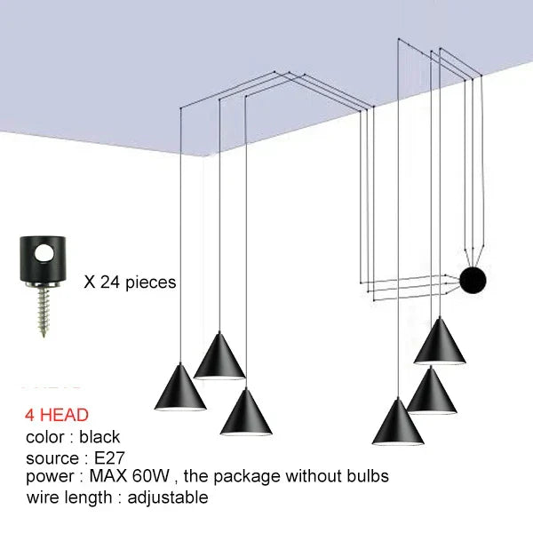 DecorBites™ Black LED Pendant Chandelier for Modern Bedroom Dining Room Art Decor