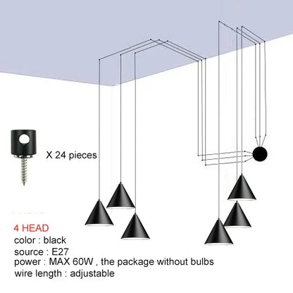 DecorBites™ Black LED Pendant Chandelier for Modern Bedroom Dining Room Art Decor